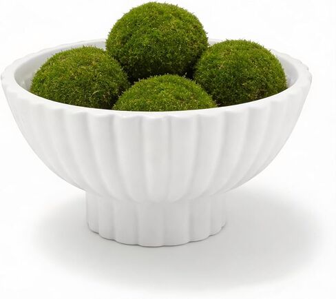 8 Inch White Ceramic Decorative Bowl Modern Small Footed Fruit Bowl Kitchen Counter Key Bowl for Home Decor, Ruffle Pedestal Centerpiece Bowls for Christmas Coffee Table in Saudi Arabia