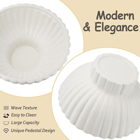 8 Inch White Ceramic Decorative Bowl Modern Small Footed Fruit Bowl Kitchen Counter Key Bowl for Home Decor, Ruffle Pedestal Centerpiece Bowls for Christmas Coffee Table in Saudi Arabia
