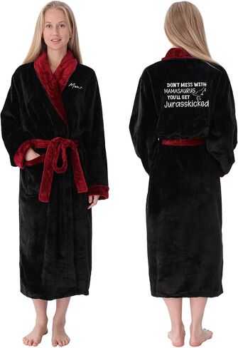 Jecery Mamasaurus Plush Robe for Mom Her Valentines Gift from Husband Daughter Son Funny Dinosaur Fluffy Warm Bathrobe Gifts Mother Birthday Gifts Idea for Mom Wife Women Valentine's Day Mothers Day in Saudi Arabia