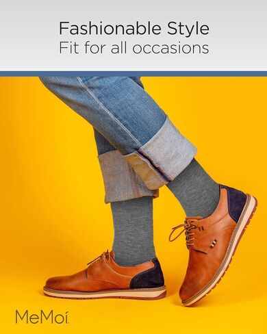 MeMoi Men's Fancy Heels Luxuriously Soft Cashmere Blend Crew Socks Medium Gray Heather 10-13 in Saudi Arabia