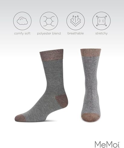 MeMoi Men's Fancy Heels Luxuriously Soft Cashmere Blend Crew Socks Medium Gray Heather 10-13 in Saudi Arabia