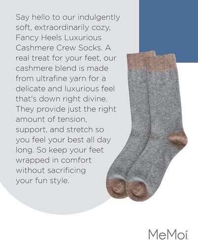 MeMoi Men's Fancy Heels Luxuriously Soft Cashmere Blend Crew Socks Medium Gray Heather 10-13 in Saudi Arabia
