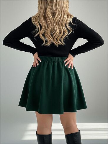 Women's Plus Size Corduroy Mini Skirt Vintage Button Front High Waisted A Line Dressy Casual Skirts in Saudi Arabia