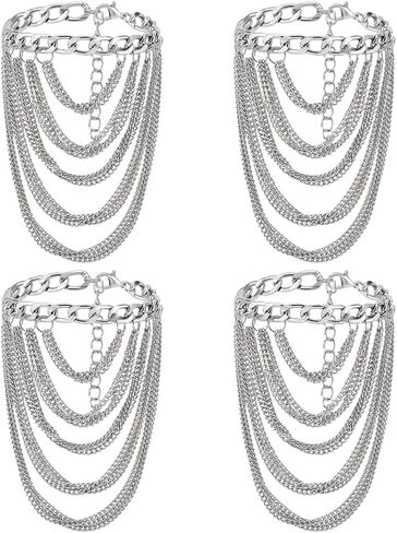 PH PandaHall 4pcs Multi-Layered Tassel Anklet High Heel Anklet Chains Punk Shoes Chain Adjustable Cable Chain Anklets for Women Shoes Wedding Party Jewelry Accessories Decor, 9 Inch in Saudi Arabia