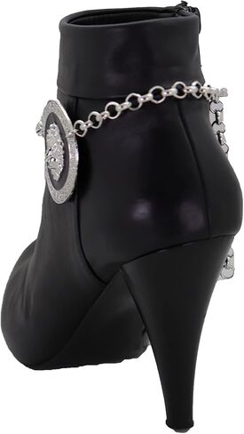 TrendyFashionJewelry Women Western Boot Chain Silver Metal Chain Bracelet Shoe Anklet Heel Lion Coin Charm Medallion in Saudi Arabia