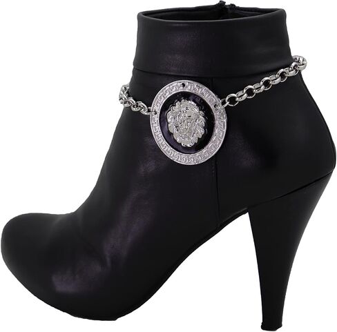 TrendyFashionJewelry Women Western Boot Chain Silver Metal Chain Bracelet Shoe Anklet Heel Lion Coin Charm Medallion in Saudi Arabia