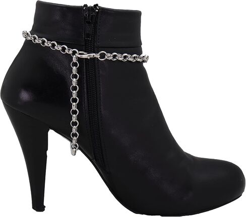 TrendyFashionJewelry Women Western Boot Chain Silver Metal Chain Bracelet Shoe Anklet Heel Lion Coin Charm Medallion in Saudi Arabia