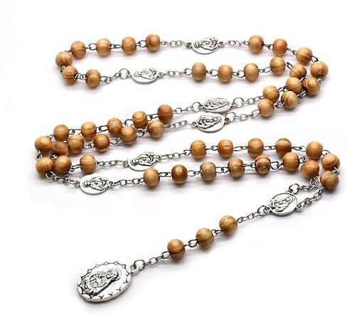 Seven Sorrows of Mary Rosary Chaplet Bitter Rosary Necklace Coffee Colored Wood Beads With A Cross Rosary Beads in Kuwait