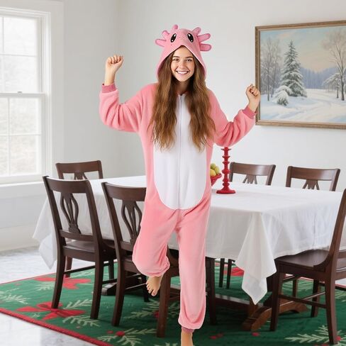 Axolotl Christmas Costume Adult, Plush Axolotl Costume Cosplay Animal Cosplay One Piece in Saudi Arabia