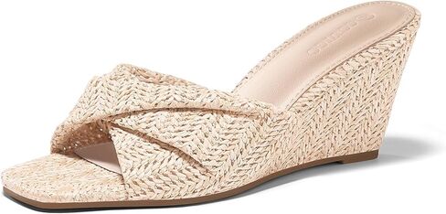 Coutgo Womens Wedge Sandals Espadrilles Square Open Toe Slip On High Heels Slides Summer Beach Shoes in Saudi Arabia