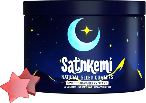 Sleep Gummies for Adults, Melatonin-Free Natural Sleep Aid with Valerian Root, L-Theanine, Magnesium & Passionflower, Star-Shaped Strawberry Gummies,Non-GMO, Gluten-Free Supplement, 60 Count in Saudi Arabia