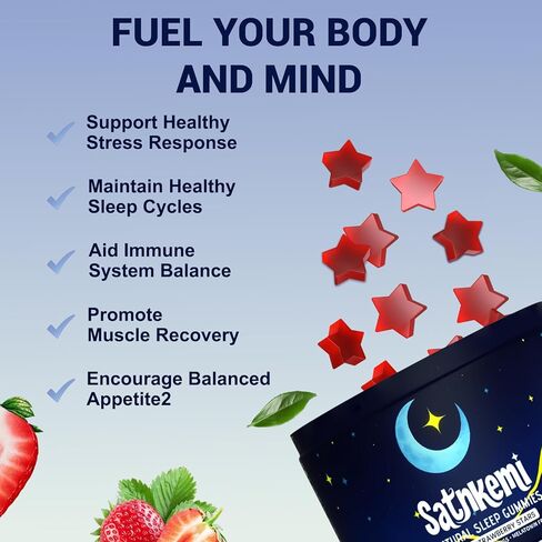 Sleep Gummies for Adults, Melatonin-Free Natural Sleep Aid with Valerian Root, L-Theanine, Magnesium & Passionflower, Star-Shaped Strawberry Gummies,Non-GMO, Gluten-Free Supplement, 60 Count in Saudi Arabia