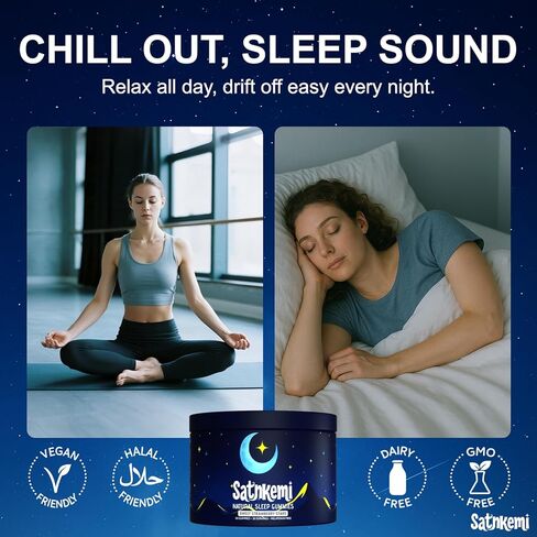 Sleep Gummies for Adults, Melatonin-Free Natural Sleep Aid with Valerian Root, L-Theanine, Magnesium & Passionflower, Star-Shaped Strawberry Gummies,Non-GMO, Gluten-Free Supplement, 60 Count in Saudi Arabia