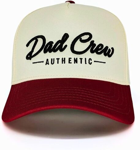 Dad Crew Natural & Red Two-Tone A-Frame Vintage Trucker Hat in Saudi Arabia