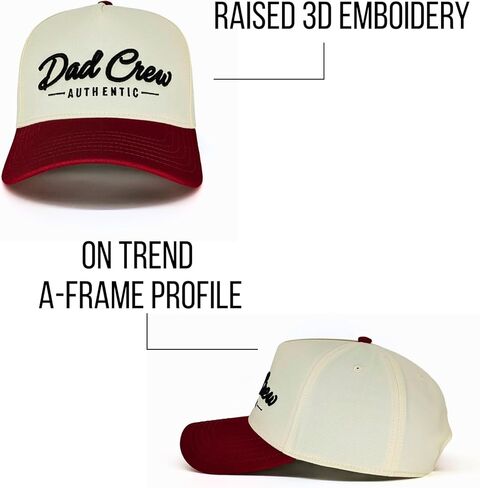 Dad Crew Natural & Red Two-Tone A-Frame Vintage Trucker Hat in Saudi Arabia