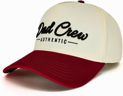 Dad Crew Natural & Red Two-Tone A-Frame Vintage Trucker Hat in Saudi Arabia