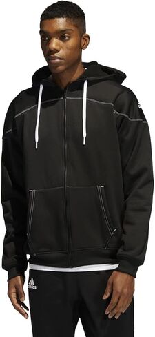 Adidas Mens Stadium Full Zip Hoodie 2XL Black-White in Saudi Arabia