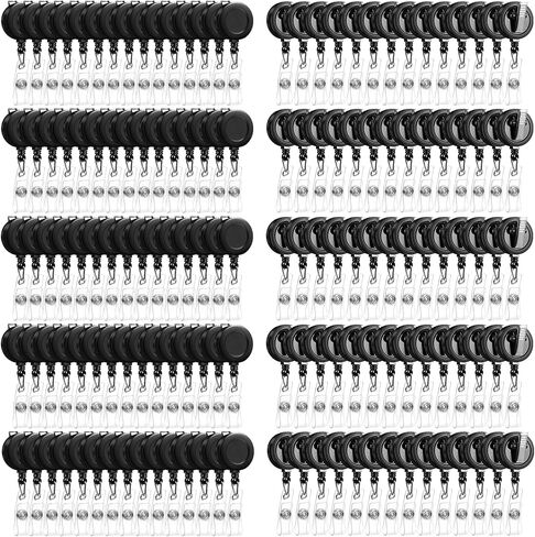150 Pcs Black Retractable Badge Reels Bulk Holders Reels Clip with Alligator Swivel Clip by Specialist ID for School Office Supplies in Saudi Arabia