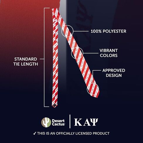 Desert Cactus Kappa Alpha Psi Neck Tie Kappas Fraternity Greek Formal Occasion 100% Polyester Necktie with Logo, Officially Licensed (Style E) in Saudi Arabia