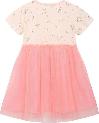 Velius Girls Short Sleeve Ruffle Tutu Dress Summer Party Tulle T-Shirt Dress for Little Kids 2-7Y in Saudi Arabia