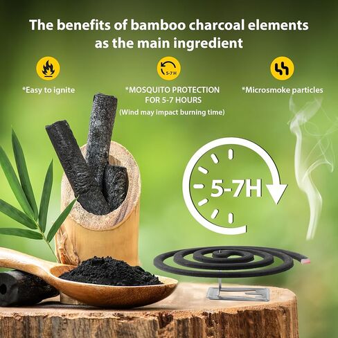 KICKOUTOR® Mosquito Repellent Coils, Each DEET Free Citronella Incense Burns for 5-7 Hours, Keep Flying Bugs Away from Outdoor Patio Camping Backyard Room (20 Coils & 4 Stands) in Kuwait