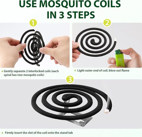 KICKOUTOR® Mosquito Repellent Coils, Each DEET Free Citronella Incense Burns for 5-7 Hours, Keep Flying Bugs Away from Outdoor Patio Camping Backyard Room (20 Coils & 4 Stands) in Kuwait