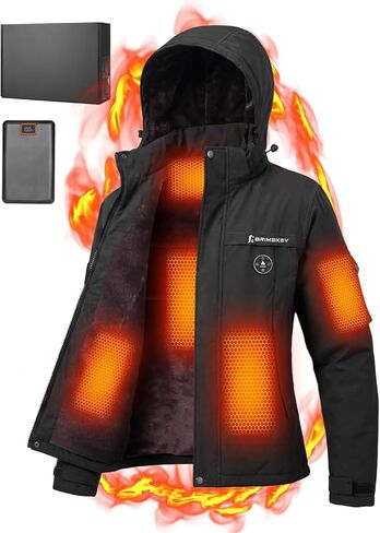 سترة دافئة من الجرافين للنساء مع بطارية 20000 مللي أمبير في الساعة وبطانة من الصوف معطف نسائي ساخن مقاوم للماء ومقاوم للرياح in Kuwait