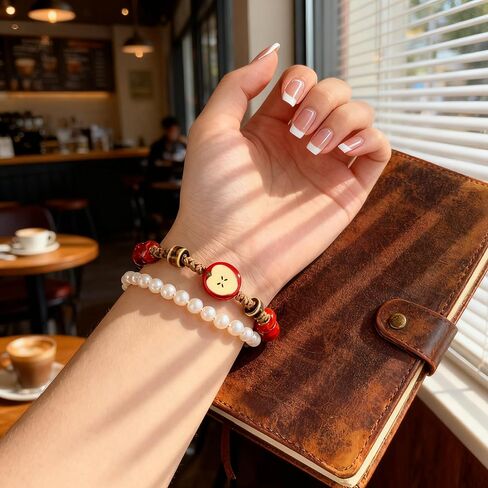 Apple Jewelry for Women Ceramic Jewelry Apple Bracelet for Girlfriend Mom Adjustable Rope Bracelet Apples Themed Gifts Woven Bracelets Red Stylish Accessories for Women Birthday Christmas Gifts in Kuwait