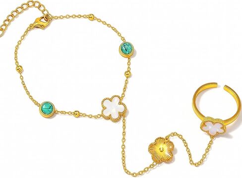 KROSS KULTURE 18K البنصر لوكس الذهب أساور قابل للتعديل سلسلة سحر مقاوم للماء وهيبوالرجيك مجوهرات هدية للنساء والفتيات in Saudi Arabia