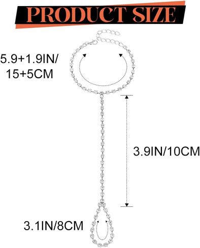 EARENT Rhinestone Hand Chain Bracelet Silver Hand Jewelry Ring Bracelet for Women in Saudi Arabia
