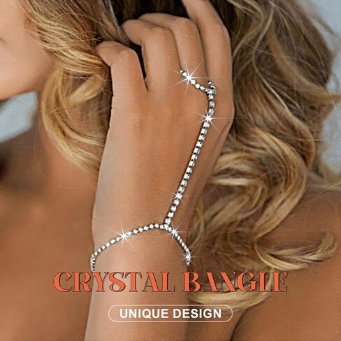 EARENT Rhinestone Hand Chain Bracelet Silver Hand Jewelry Ring Bracelet for Women in Saudi Arabia