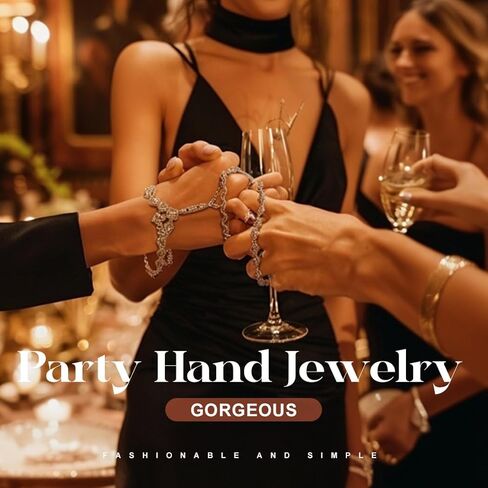 EARENT Rhinestone Hand Chain Bracelet Silver Hand Jewelry Ring Bracelet for Women in Saudi Arabia