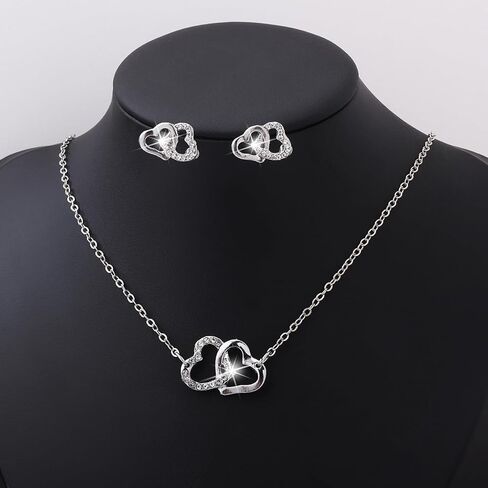 4-Piece Heart Jewelry Set for Women: Necklace, Bracelet, Earrings, Ring | Everyday Fashion Gift in Saudi Arabia