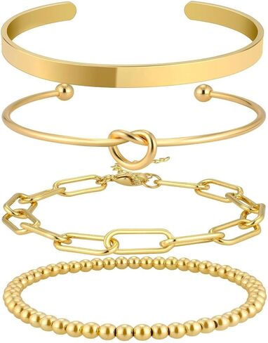 Gold Bracelets for Women Bracelet Stack Gold Bangles Jewelry Set for Women Men in Saudi Arabia