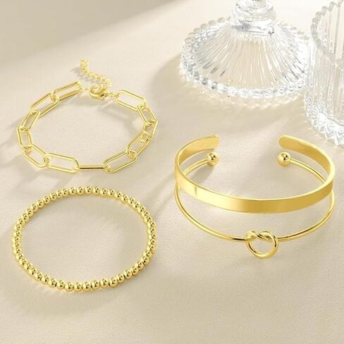 Gold Bracelets for Women Bracelet Stack Gold Bangles Jewelry Set for Women Men in Saudi Arabia
