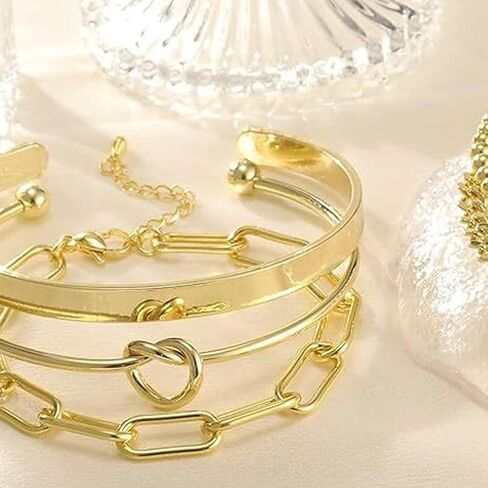 Gold Bracelets for Women Bracelet Stack Gold Bangles Jewelry Set for Women Men in Saudi Arabia