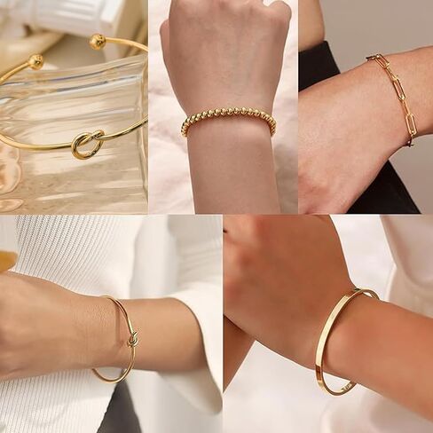 Gold Bracelets for Women Bracelet Stack Gold Bangles Jewelry Set for Women Men in Saudi Arabia