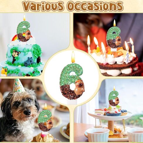 Lounsweer Capybara Sparkle Number 6 Birthday Candle for Cake, Green and Blue Glitter Number Candle with Sequins Capybara Cake Topper Decorations for Party Wedding Anniversary Celebrations Supplies in Saudi Arabia