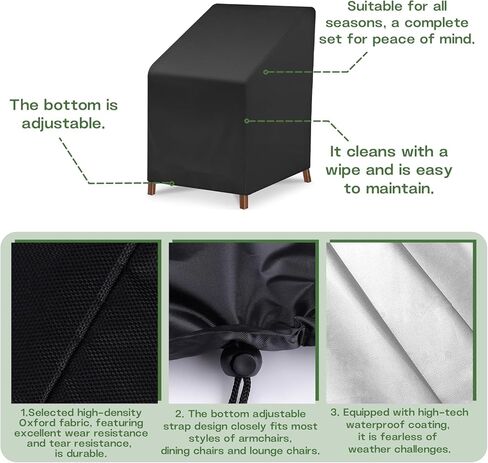 Outdoor Chair Covers, Patio Furniture Covers Waterproof Lounge Chair Covers Outdoor Chairs for All Weather Protection, Black Chair Cover in Saudi Arabia