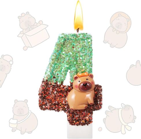 Lounsweer Capybara Sparkle Number 6 Birthday Candle for Cake, Green and Blue Glitter Number Candle with Sequins Capybara Cake Topper Decorations for Party Wedding Anniversary Celebrations Supplies in Saudi Arabia