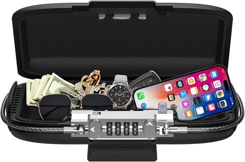 AMIR Portable Safe Box, 4 Digit Combination Lockbox for Travel Safe, Waterproof Anti-Theft Mini Portable Safe Box with Wire Rope, Small Security Case Box for Beach,Drom,Car,Home,Office in Saudi Arabia
