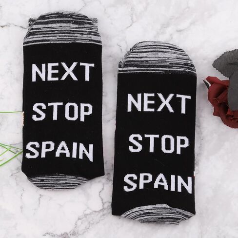 JXGZSO Spain Symbols Souvenir Socks Spain Trip Gift Next Stop Spain Socks Spain Lover Gift Europe Travel Gift in Saudi Arabia