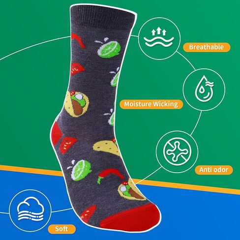 4 أزواج من الجوارب الرجالية المرحة، جورب بتصميم مرح مجنون بنمط طعام مبتكر، الهدية المفضلة للعائلة والأصدقاء. in Kuwait