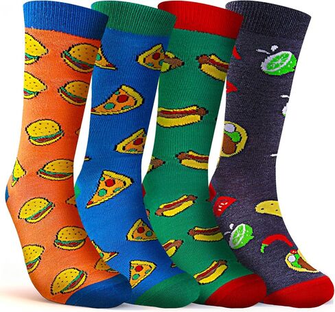 4 أزواج من الجوارب الرجالية المرحة، جورب بتصميم مرح مجنون بنمط طعام مبتكر، الهدية المفضلة للعائلة والأصدقاء. in Kuwait