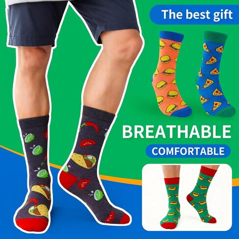4 أزواج من الجوارب الرجالية المرحة، جورب بتصميم مرح مجنون بنمط طعام مبتكر، الهدية المفضلة للعائلة والأصدقاء. in Kuwait