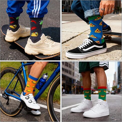 4 أزواج من الجوارب الرجالية المرحة، جورب بتصميم مرح مجنون بنمط طعام مبتكر، الهدية المفضلة للعائلة والأصدقاء. in Kuwait