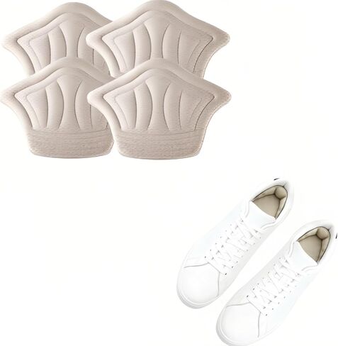 4 Pcs Back of Heel Cushion Inserts, Mesh Self-Adhesive Grips Pads, Reusable Adhesive Heel Guards Liners for Boots, Loose Shoes Too Big, Improve Shoe Fit for Women Men - Black in Saudi Arabia