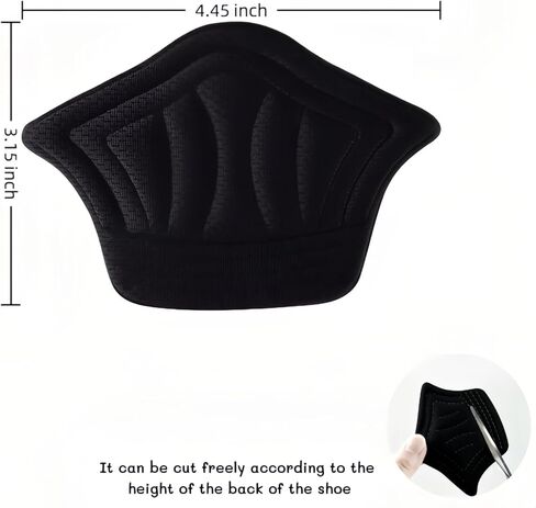 4 Pcs Back of Heel Cushion Inserts, Mesh Self-Adhesive Grips Pads, Reusable Adhesive Heel Guards Liners for Boots, Loose Shoes Too Big, Improve Shoe Fit for Women Men - Black in Kuwait