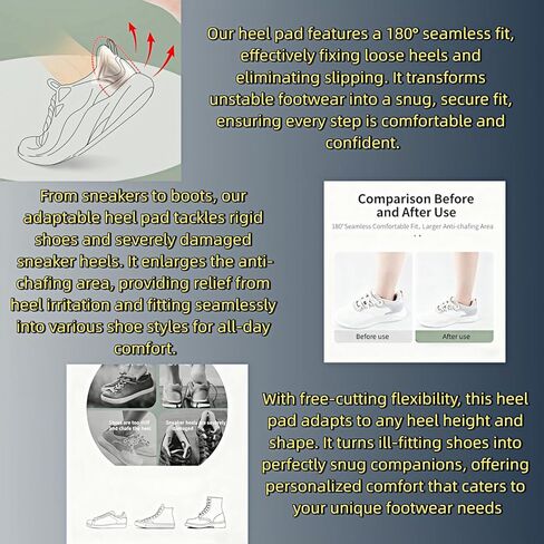4 Pcs Back of Heel Cushion Inserts, Mesh Self-Adhesive Grips Pads, Reusable Adhesive Heel Guards Liners for Boots, Loose Shoes Too Big, Improve Shoe Fit for Women Men - Black in Kuwait