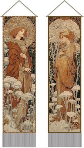SUPERDANT Vintage Women Tapestry Medieval Wall Tapestry Wall Art Tapestries Walls Blanket 2 Long Tapestries Walls Hanging with Tassel for Living Room Bedroom Home Decor 51.2x13in in Saudi Arabia